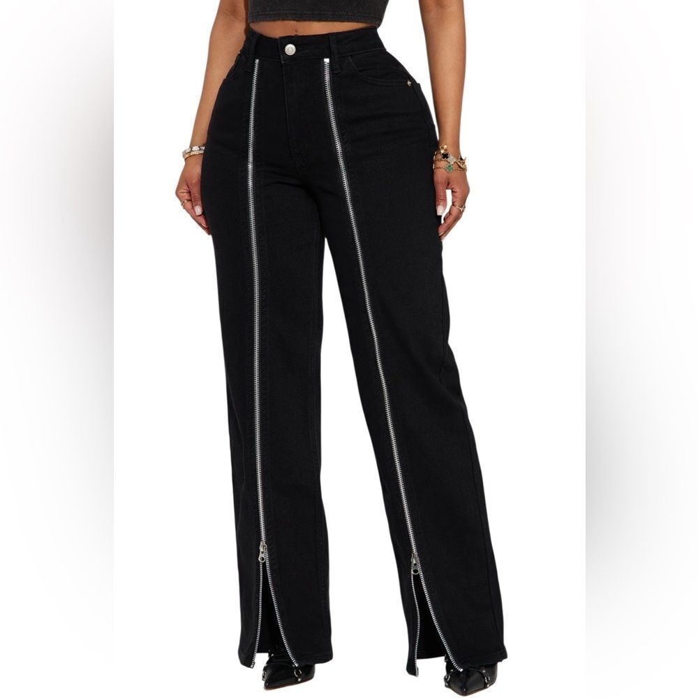 Fashion Nova New Point Of View Straight Leg Jeans Black Size 5